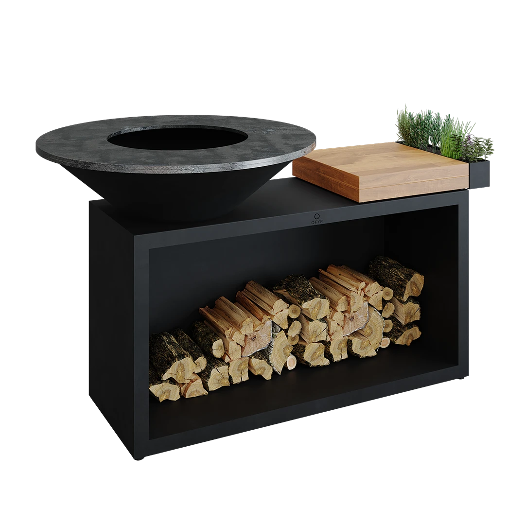 Ofyr Island Black 85 -100 Teak Hout En Donker Grijs Keramiek - Afbeelding 2