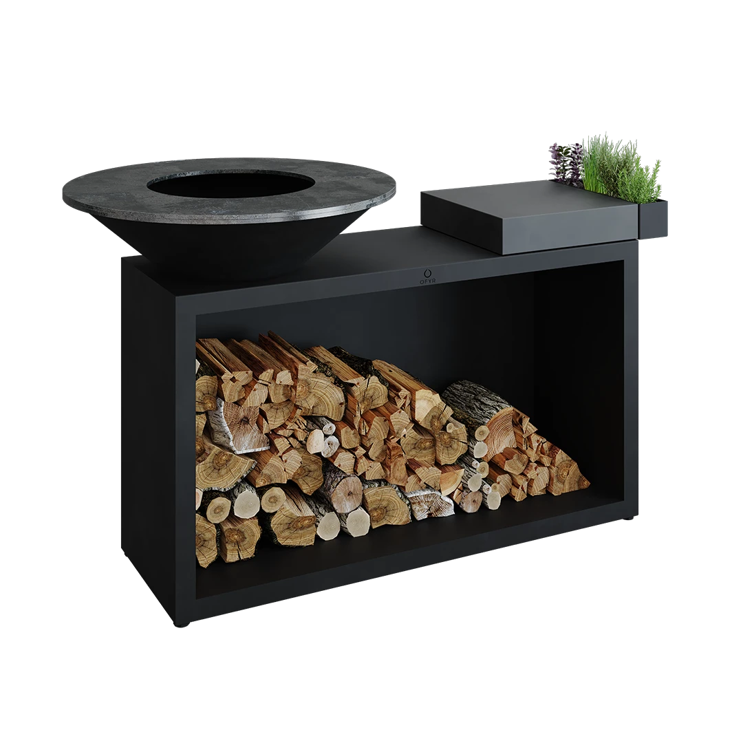 Ofyr Island Black 85 -100 Teak Hout En Donker Grijs Keramiek - Afbeelding 3