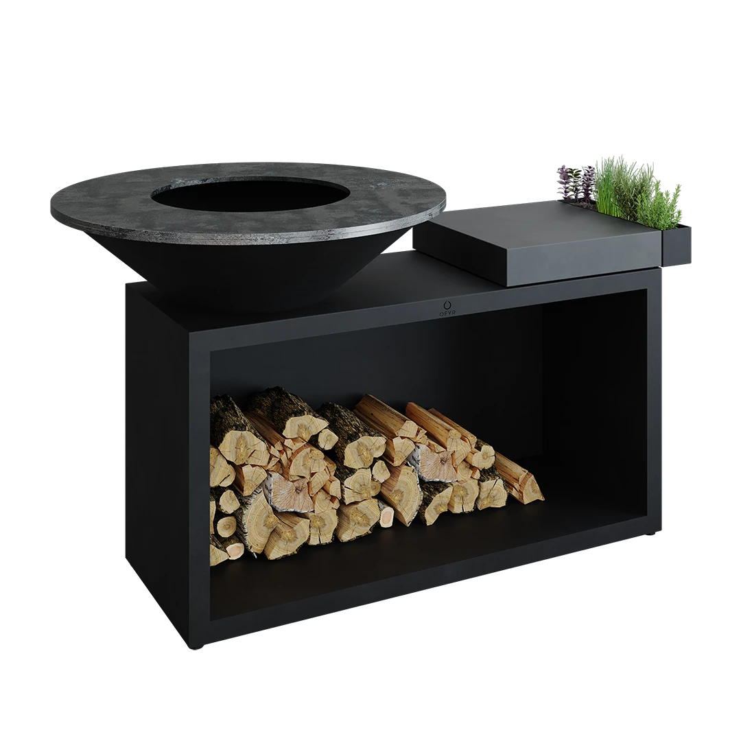 Ofyr Island Black 85 -100 Teak Hout En Donker Grijs Keramiek - Afbeelding 4